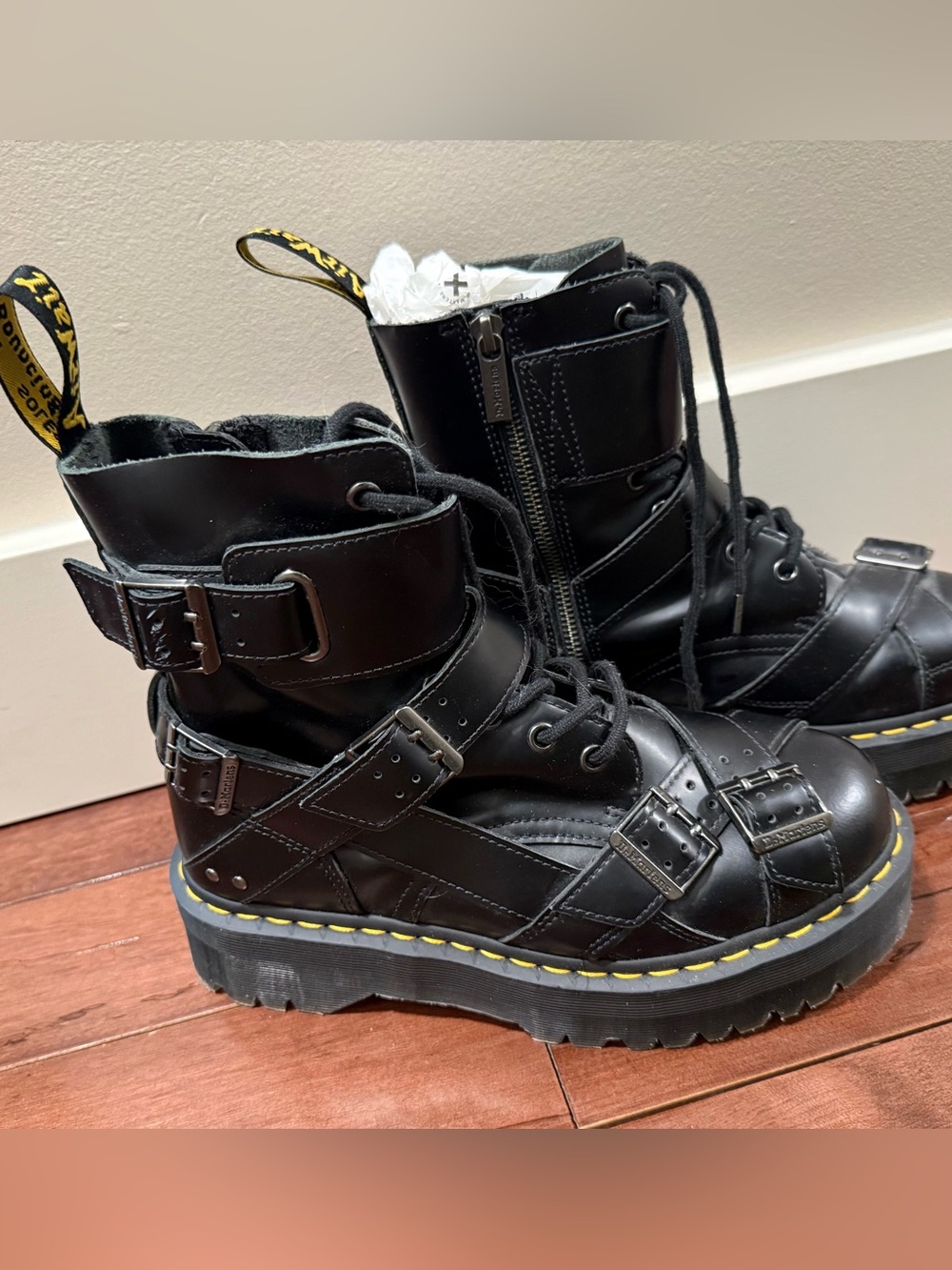 Dr. Martens Black Jadon strap Platform Buckle Combat Boots strappy - Picture 3 of 6